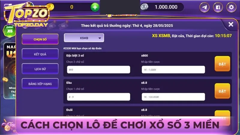 Các cách chọn số đặt cược xổ số kiến thiết 3 miền